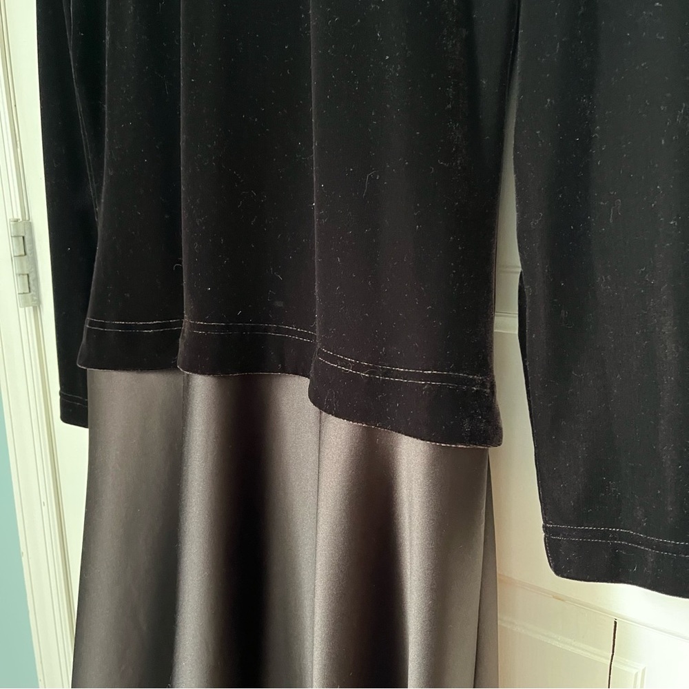 Tadashi Shoji Vintage Velvet Mock Neck Dress Gown 16 Chocolate Brown Black Tie - Picture 8 of 12